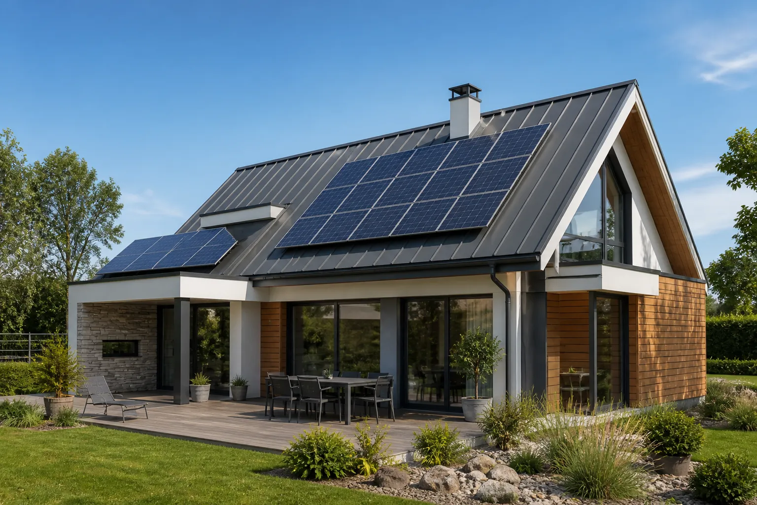 Maison avec panneaux solaires